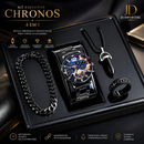Kit Executive Chronos 4 em 1 – Relógio Masculino com Acessórios Premium